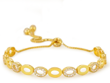 a gold bracelet with diamonds on it