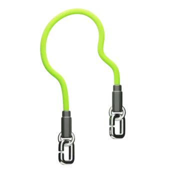 an image of a green cable with two metal hooks