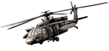 a helicopter flying through the air on a white background