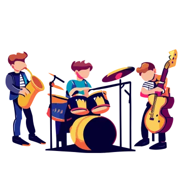 a group of people playing instruments and singing