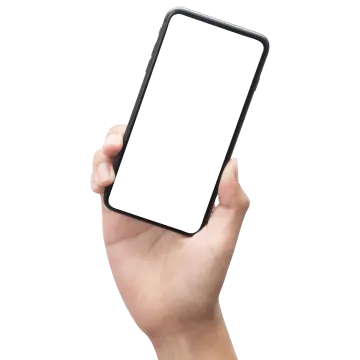 a hand holding an iphone with a blank screen
