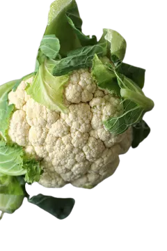 a close up view of a caulie head on a white background