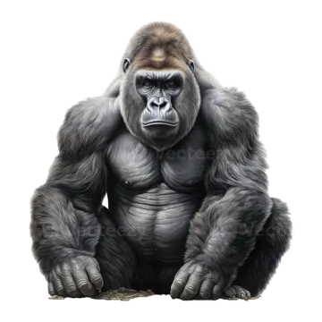 an illustration of a gorilla sitting on the ground