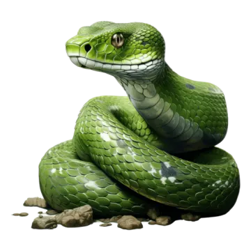 a green snake on a white background