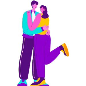 an illustration of a couple hugging