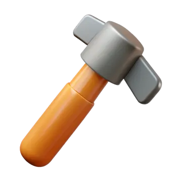 an orange hammer on a white background