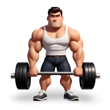 a cartoon character holding a barbell