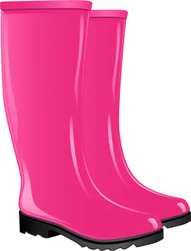 a pair of pink rain boots