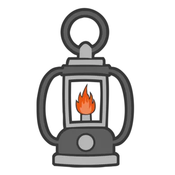 a lantern with a flame in it