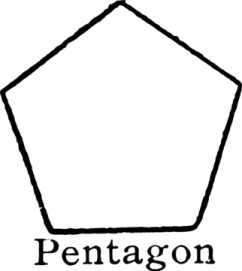 a black and white drawing of a pentagon