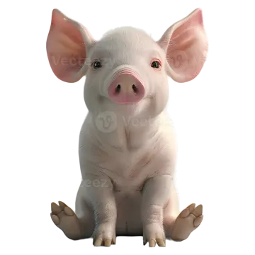 a small pig sitting on the ground