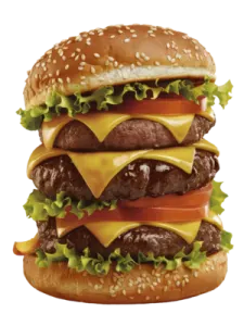 a hamburger with cheese, tomato and lete