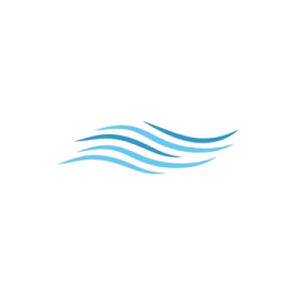 a white background with blue water waves