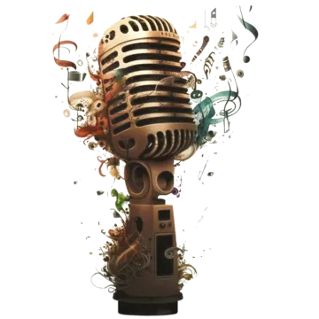 a microphone with music notes coming out of it