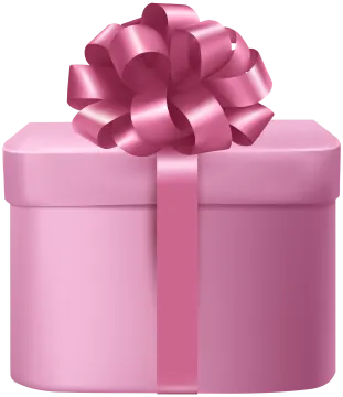 a pink gift box with a bow
