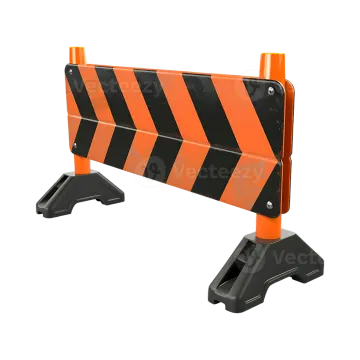 an orange and black barr barrier with a white background