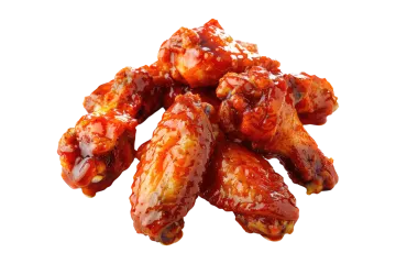 a pile of chicken wings on a white background