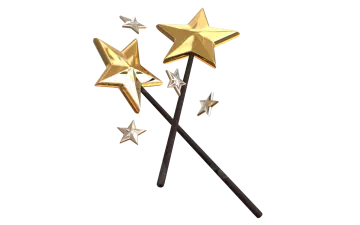 a pair of wands with gold stars