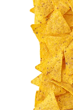 a pile of chips on a white background