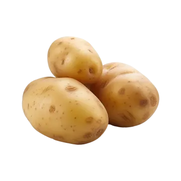 three potatoes on a white background
