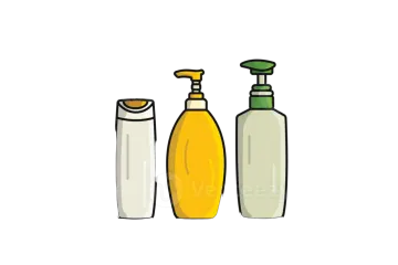 a bottle and two bottles of liquid on a white background