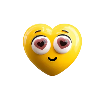 a yellow heart with two eyes on it