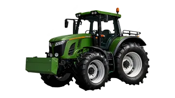 a green tractor on a white background