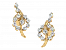 a pair of gold and diamond earrings