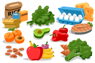 a variety of fruits and vegetables on a white background