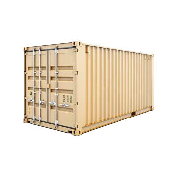 a beige shipping container on a white background