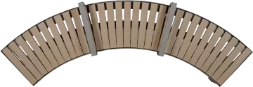 a close up view of a curved wooden fence