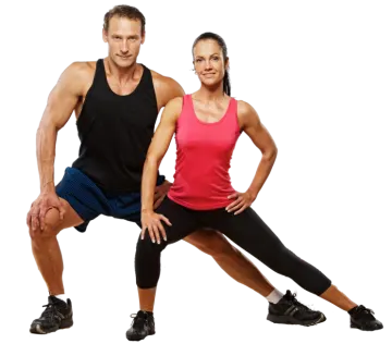 a man and woman doing squat exercises
