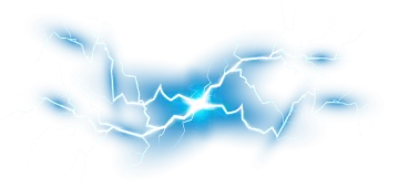 a blue and white background with lightnings
