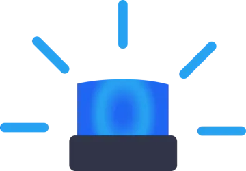 a blue light bulb on a white background