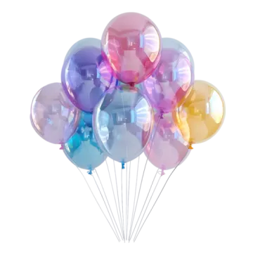 a bunch of balloons on a white background