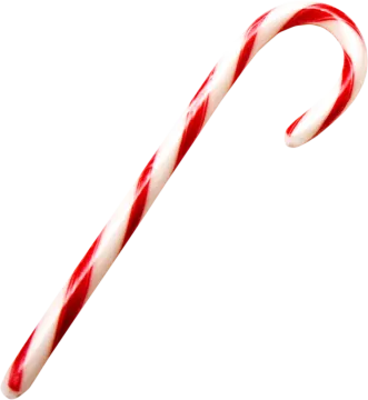 a red and white candy cane on a white background