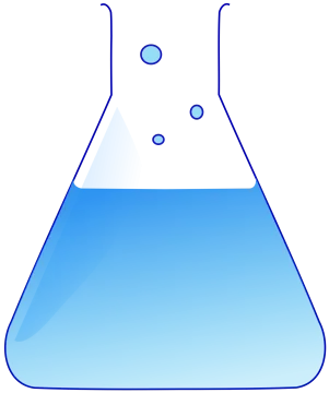a beakle with blue liquid inside