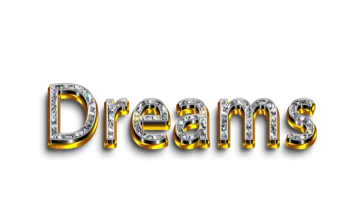 the word dreams with diamonds on a white background