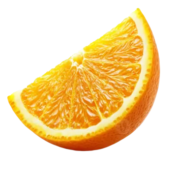 an orange cut in half on a white background