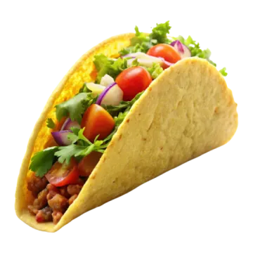 a close up of a taco toro on a white background