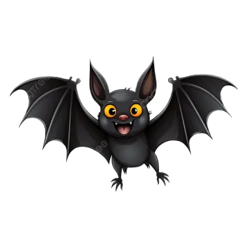 a cartoon bat with big yellow eyes