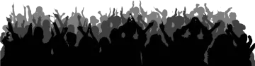 a crowd of people silhouetted against a white background