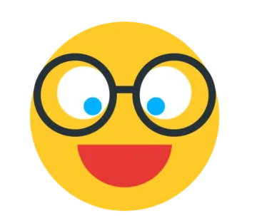 a smiley face with glasses on it