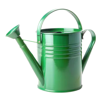 a green watering can on a white background