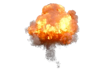 a large explosion of orange and white smoke