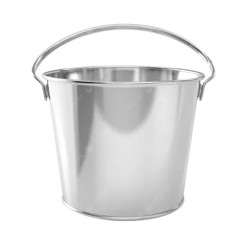 a metal bucket on a white background