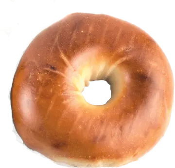 a close up of a bagel on a table