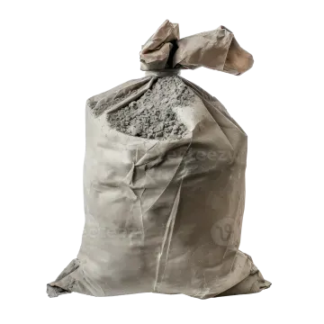 a bag of cement on a white background