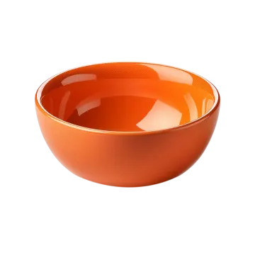 an orange bowl on a white background