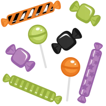 a variety of candys on a white background